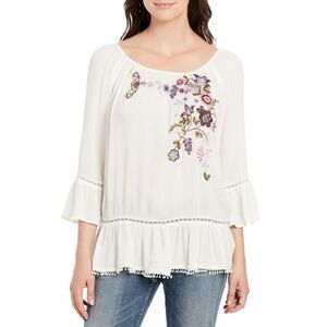 New! VINTAGE AMERICA Women's Embroidered Women's Peasant Top Blouse Size Small